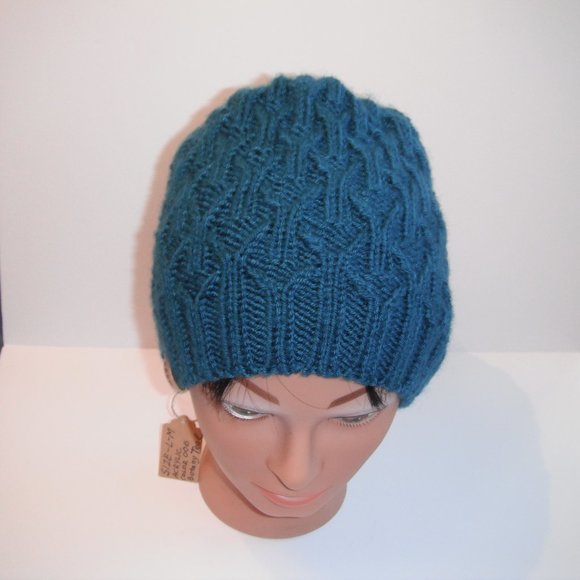 Hand Knitted Hat Toque Size - L-M Acrylic Botany Teal - 006 Hand knit by me - Picture 4 of 11